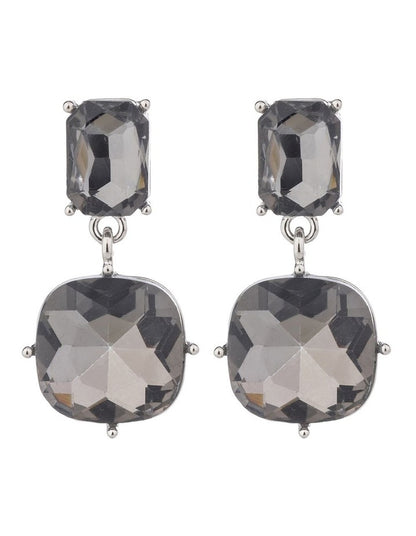 Faceted Jewel Drop Earrings GJEE101M in Grey