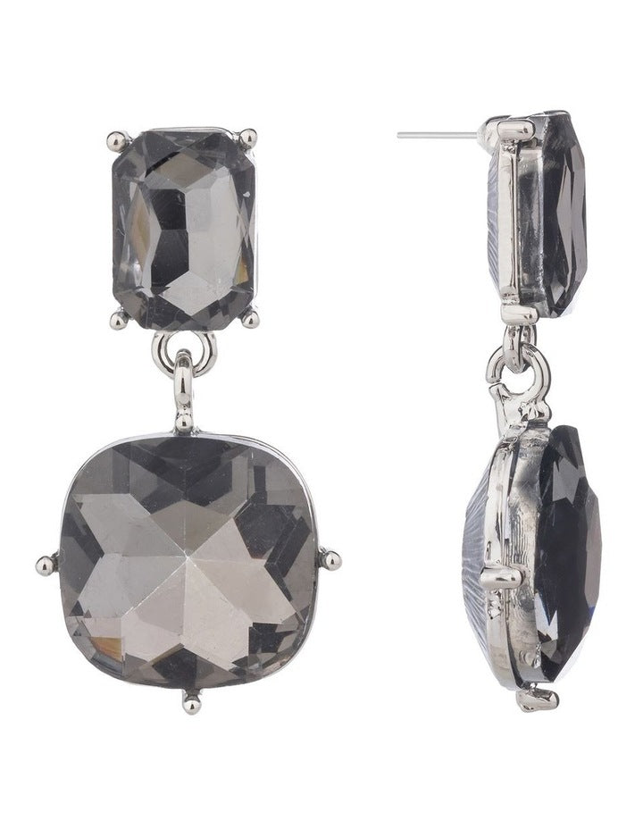 Faceted Jewel Drop Earrings GJEE101M in Grey