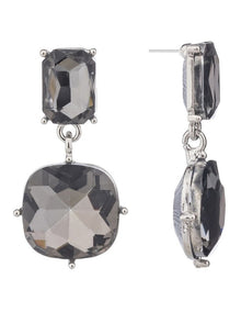 Faceted Jewel Drop Earrings GJEE101M in Grey