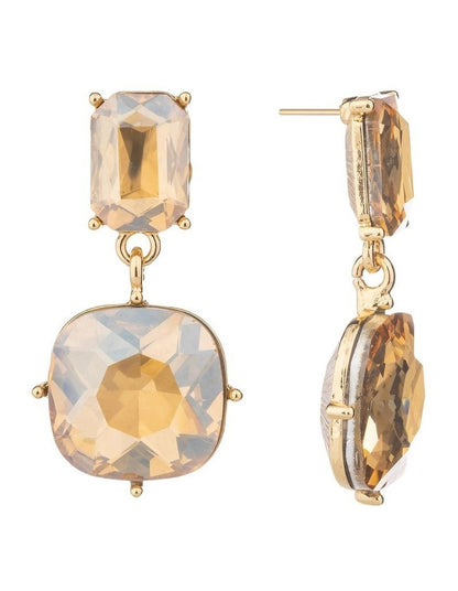 Faceted Jewel Drop Earrings GJEE101M in Gold