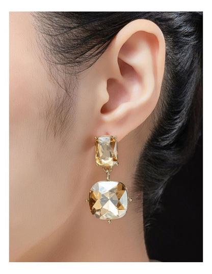 Faceted Jewel Drop Earrings GJEE101M in Gold