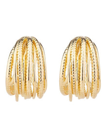 Textured Strand Hoops GJEE104M in Gold