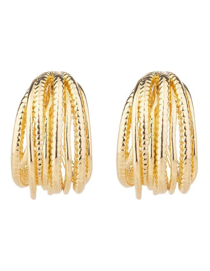 Textured Strand Hoops GJEE104M in Gold