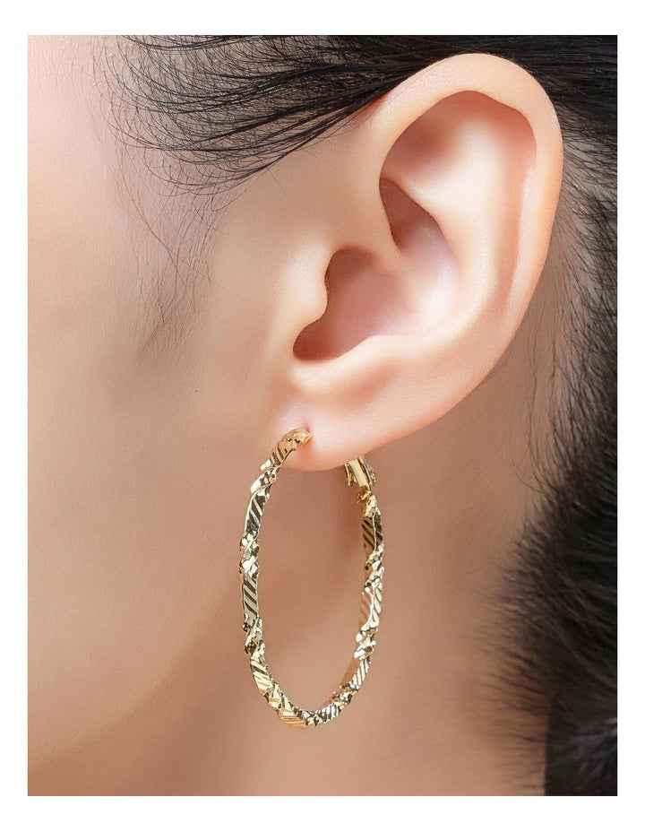 Textured GJEE108M Hoop Earrings in Gold
