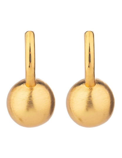Matt Sphere Huggies Earrings GJEE111M in Gold