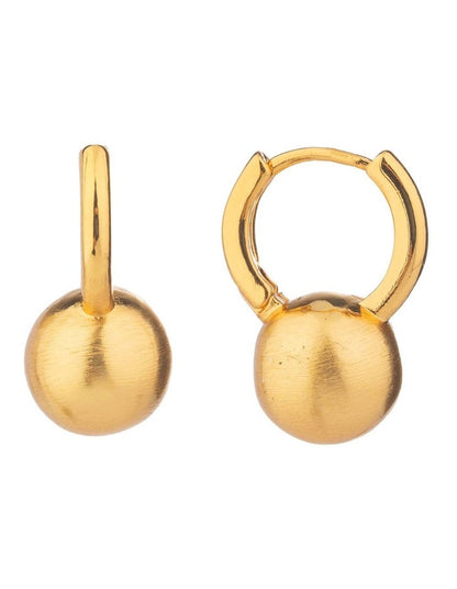 Matt Sphere Huggies Earrings GJEE111M in Gold