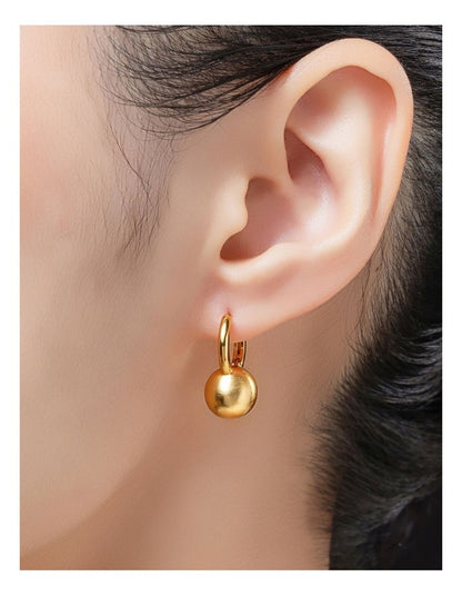Matt Sphere Huggies Earrings GJEE111M in Gold