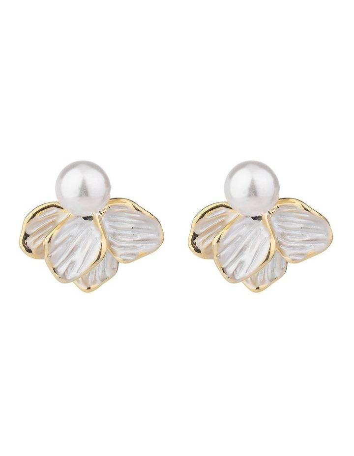 Enamel Petal Peral Studs GJEE112M in Gold