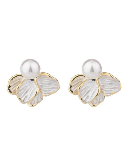 Enamel Petal Peral Studs GJEE112M in Gold