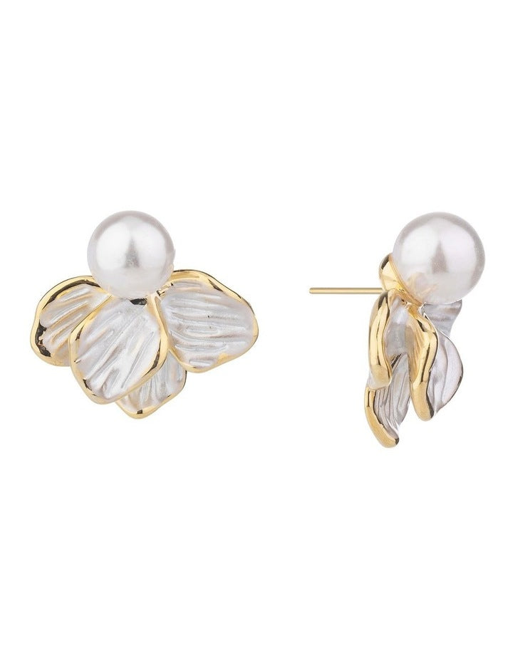 Enamel Petal Peral Studs GJEE112M in Gold