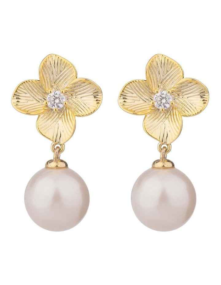 GJEE113M - FLOWER WITH PEARL DROP