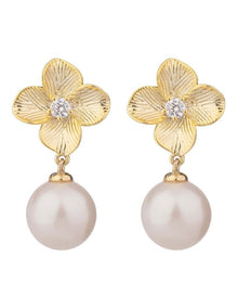 GJEE113M - FLOWER WITH PEARL DROP