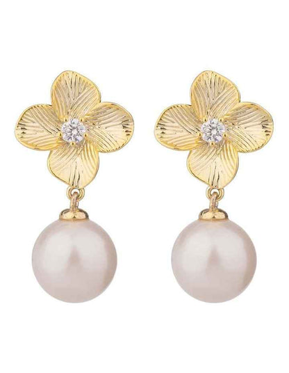 GJEE113M - FLOWER WITH PEARL DROP