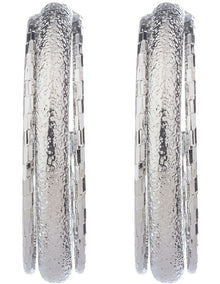 Textured Hoop Earrings GJEE115M in Silver