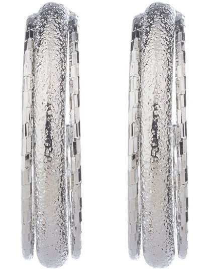 Textured Hoop Earrings GJEE115M in Silver
