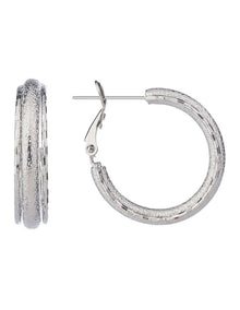 Textured Hoop Earrings GJEE115M in Silver