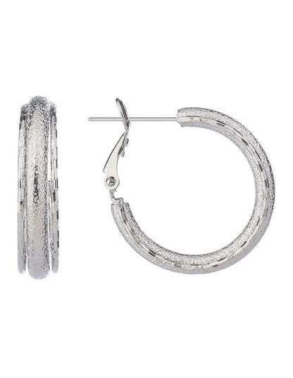 Textured Hoop Earrings GJEE115M in Silver