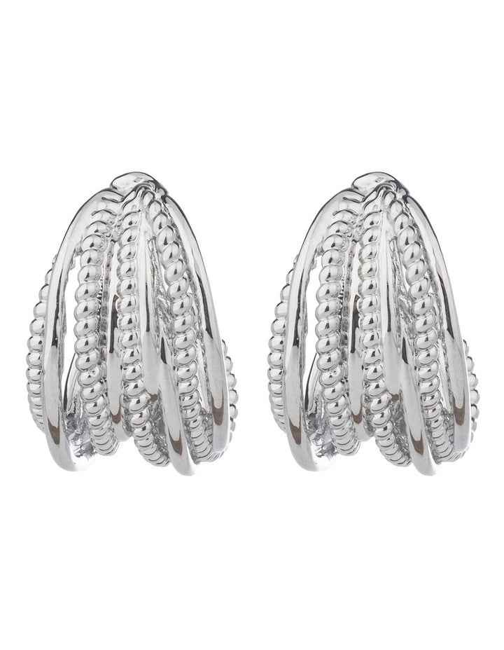 Textured Strand Hoops Earrings GJEE116M in Silver