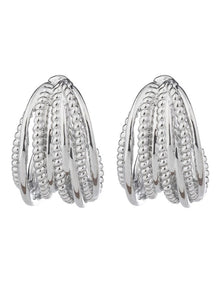 Textured Strand Hoops Earrings GJEE116M in Silver