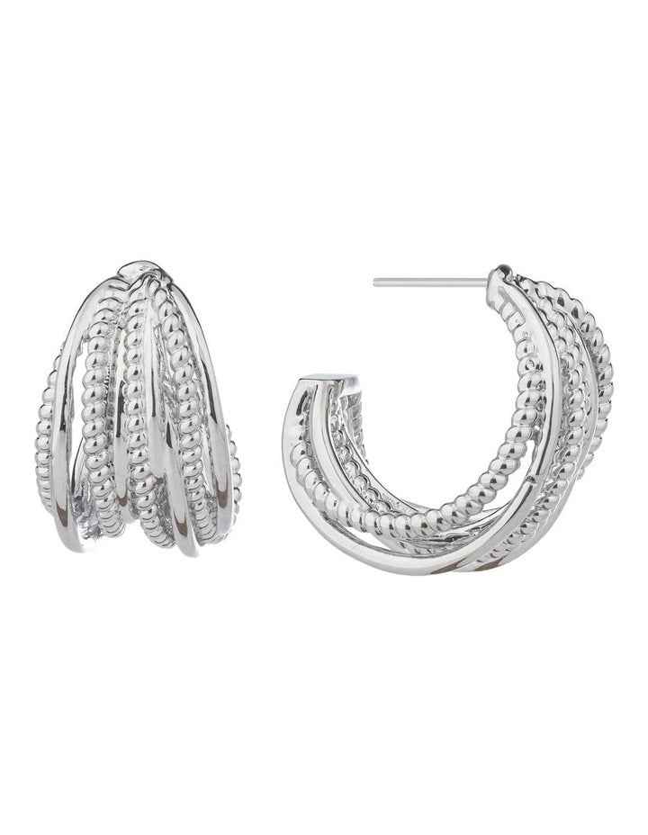 Textured Strand Hoops Earrings GJEE116M in Silver