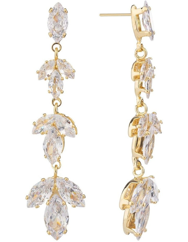 Floral Style Drop Earrings GJEE118M in Gold