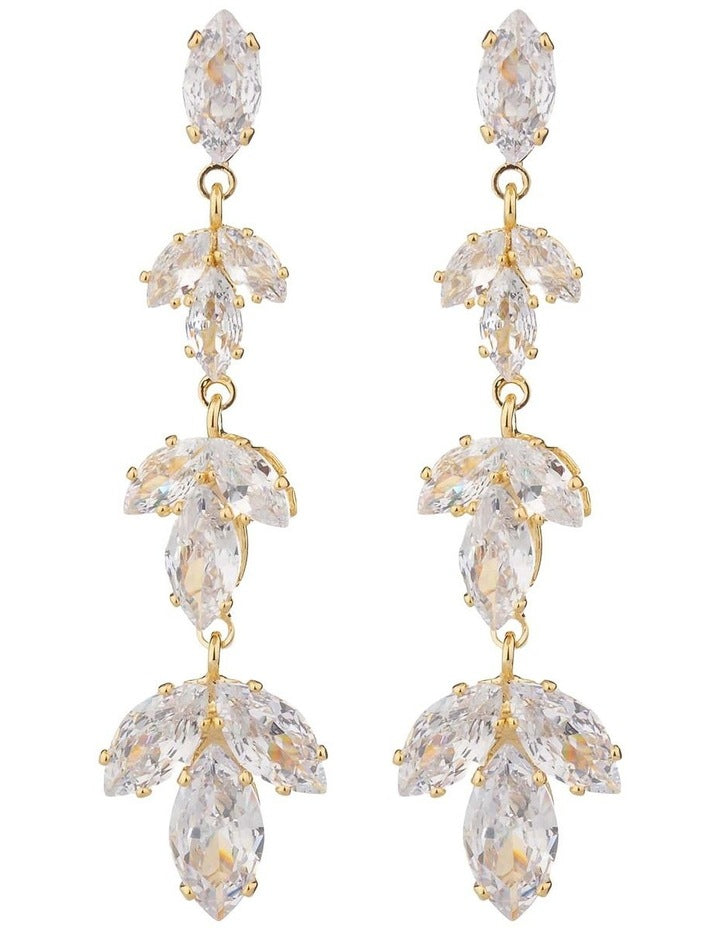 Floral Style Drop Earrings GJEE118M in Gold