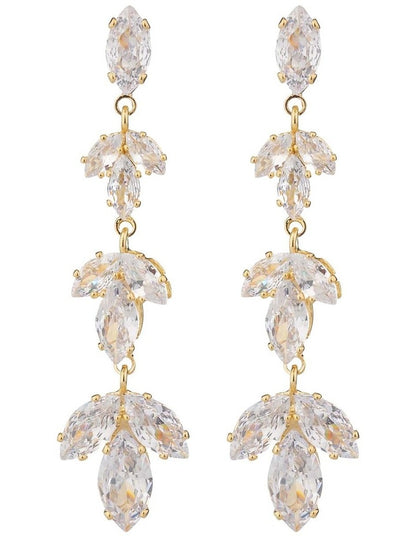 Floral Style Drop Earrings GJEE118M in Gold