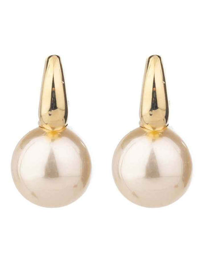 Huggie With Round Pearl Earrings GJEE120M in Gold