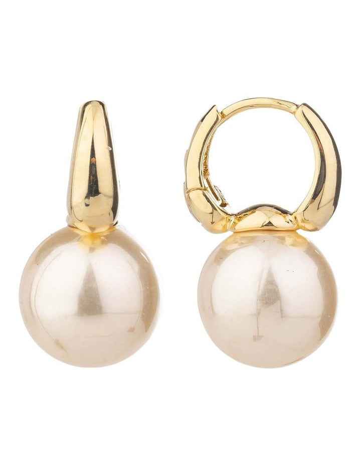 Huggie With Round Pearl Earrings GJEE120M in Gold