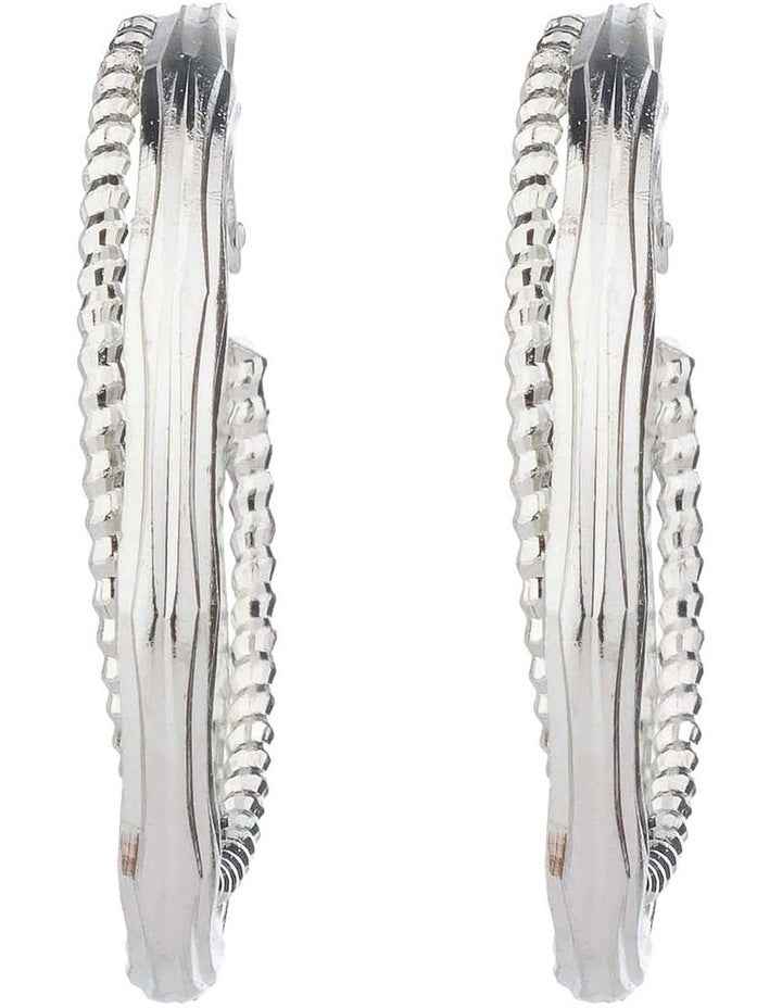 Mix Texture Hoops Earrings GJEE121M in Silver