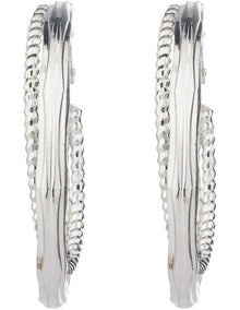 Mix Texture Hoops Earrings GJEE121M in Silver