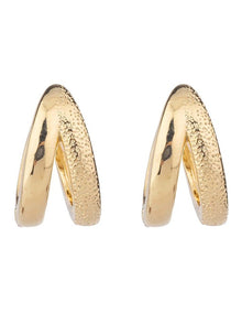 Textured Double Hoop Earrings Gjee122M in Gold