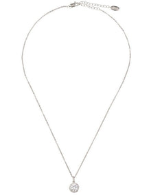 CZ Pendant Chain Necklace GJNE005M in Silver