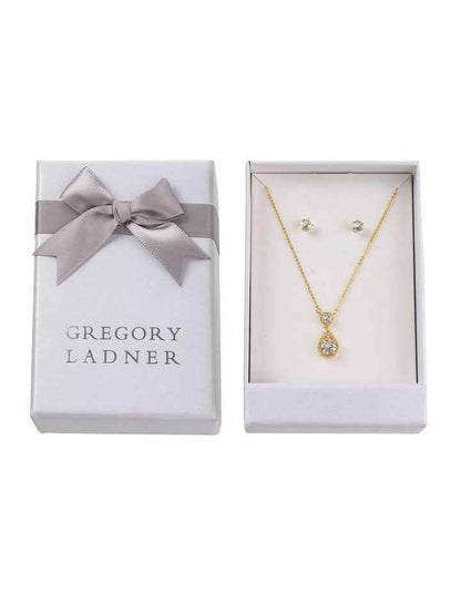 Cz Stud And Pendant Box Set Gjne006M in Gold