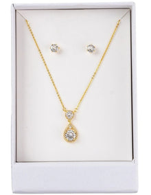 Cz Stud And Pendant Box Set Gjne006M in Gold