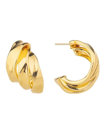 Chunky Sculpted Hoops Earrings GJEE1123M in Gold