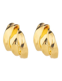 Chunky Sculpted Hoops Earrings GJEE1123M in Gold