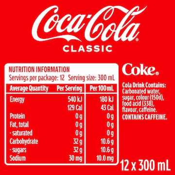 Coca-Cola Classic  Soft Drink Mini Bottles 300mL x 12 pack