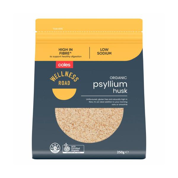 COLES WELLNESS ROAD ORGANIC PSYLLIUM HUSK 250G