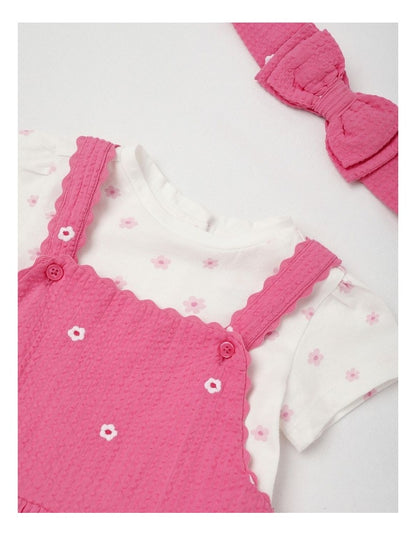 Daisy Rick Rack Pinafore Set in Bright Pink