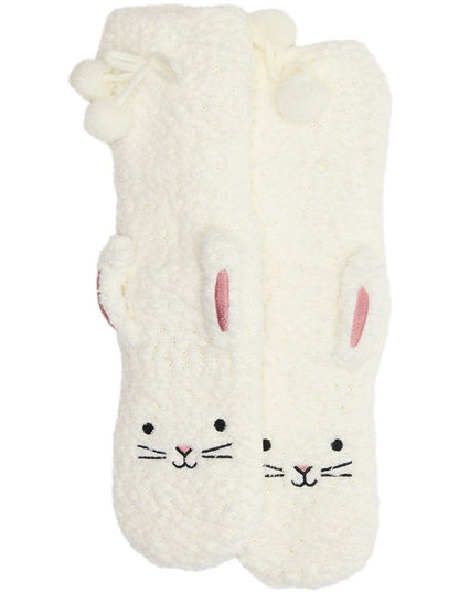 Sherpa Lined Bunny Home Socks 1 Pack in Cream