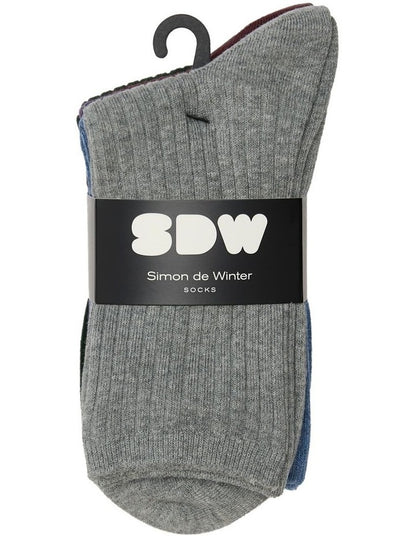 Rib 3 Quarter Crew Socks 5 Pack in Multi