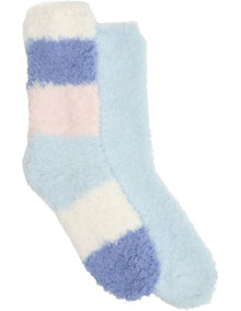 Fluffy Yarn Stripe Socks 2 Pack in Multi