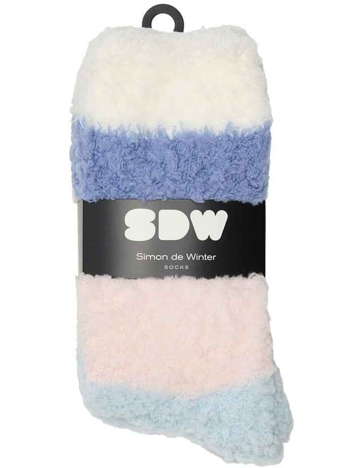 Fluffy Yarn Stripe Socks 2 Pack in Multi