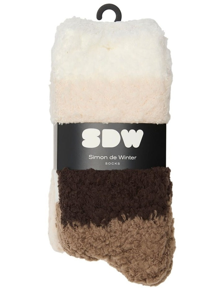 Fluffy Yarn Stripe Socks 2 Pack in Multi