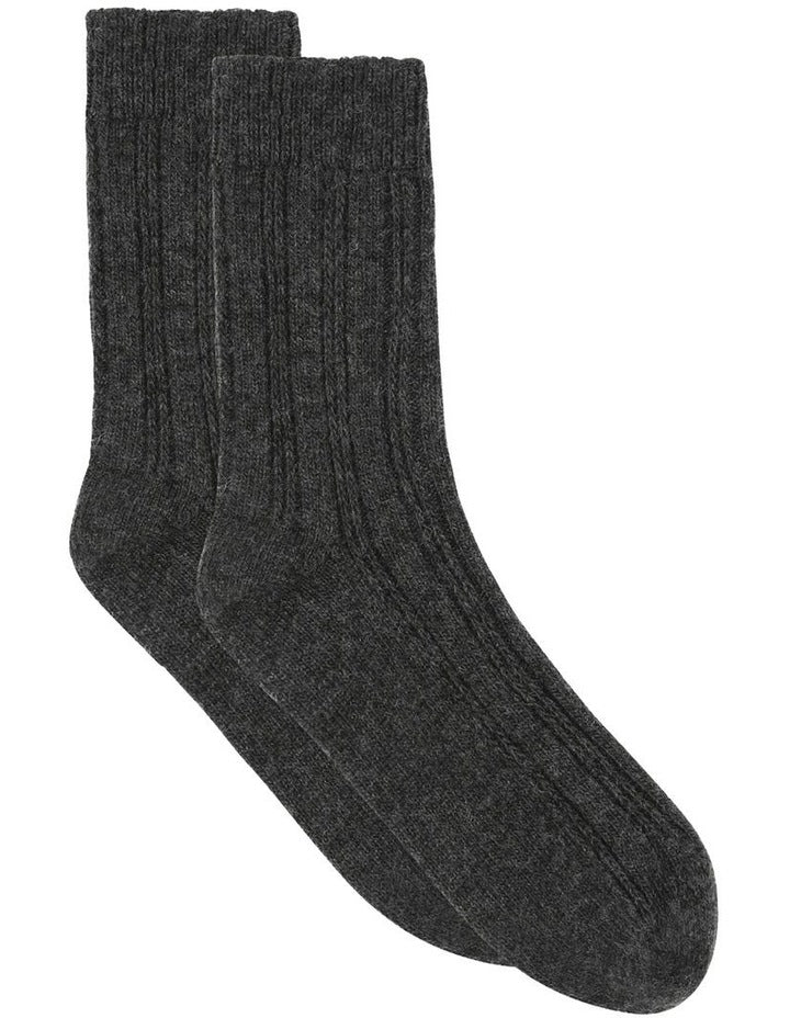 Angelina Cable Crew Sock in Shadow
