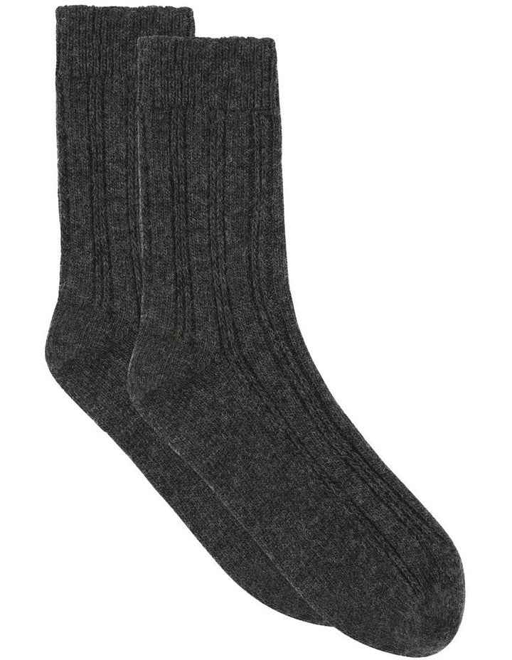 Angelina Cable Crew Sock in Shadow