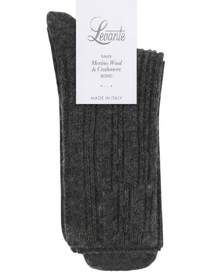 Angelina Cable Crew Sock in Shadow