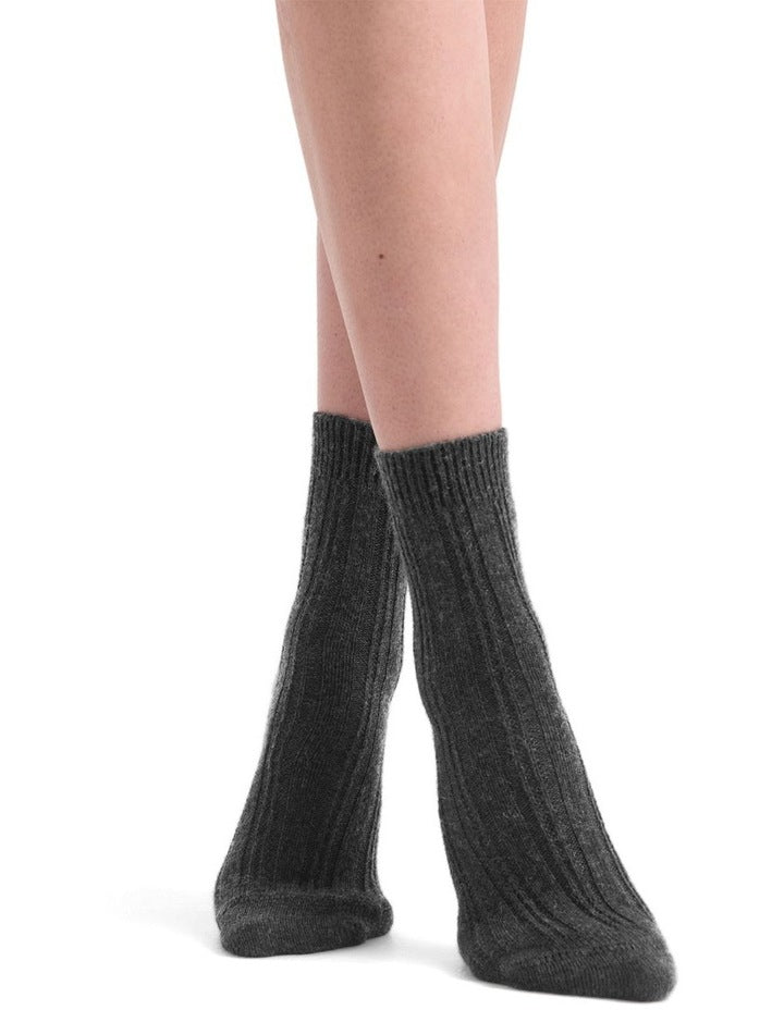 Angelina Cable Crew Sock in Shadow