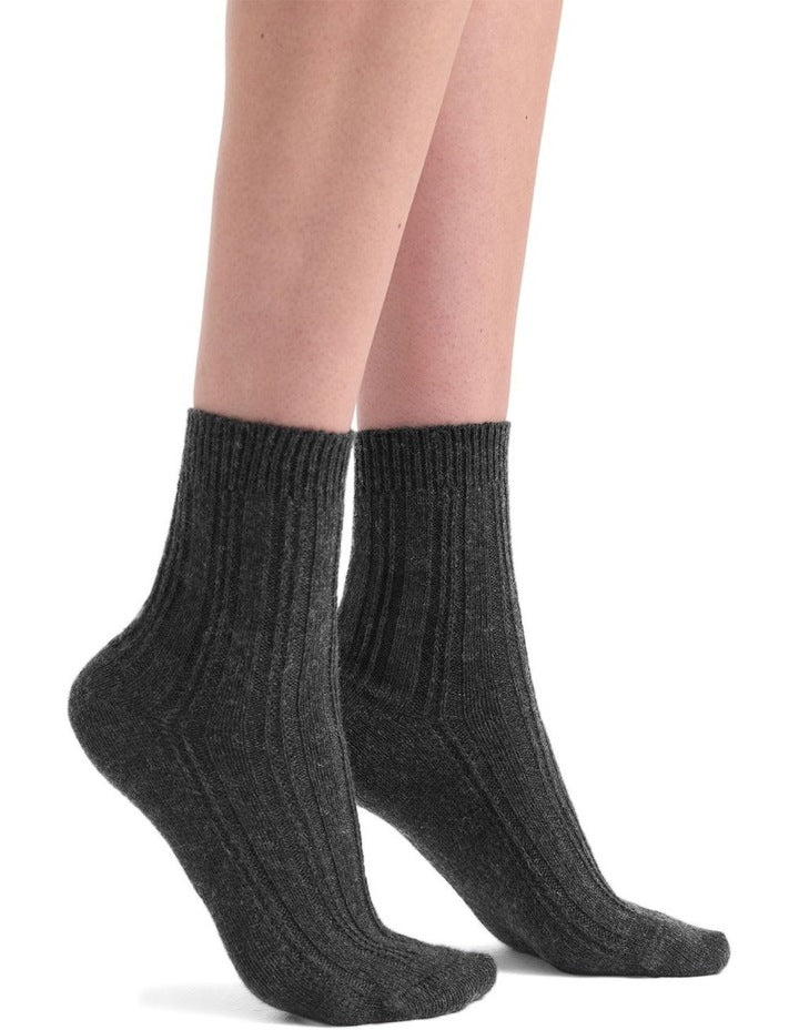 Angelina Cable Crew Sock in Shadow